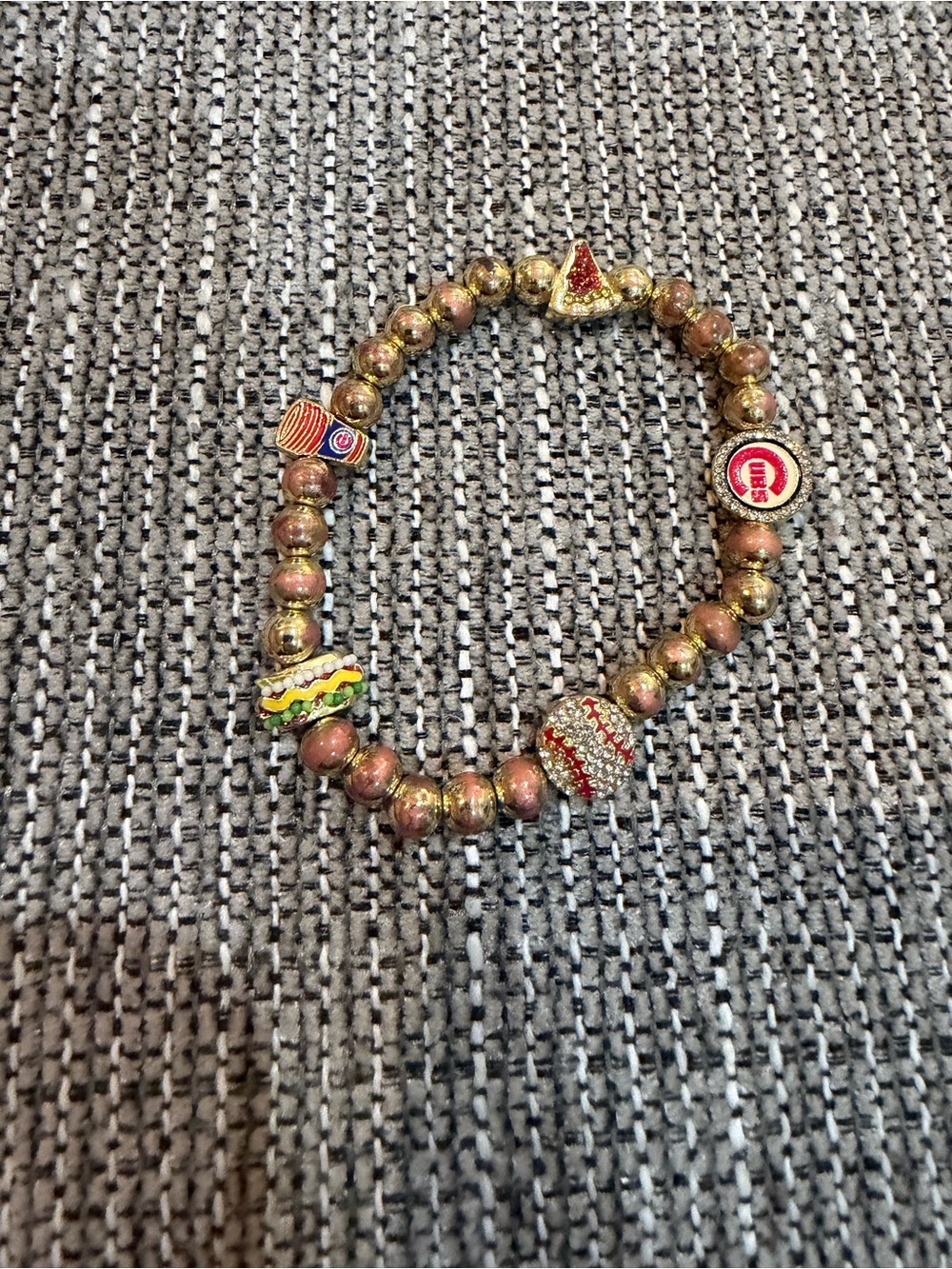 Chicago Cubs Beaded Charm Bracelet